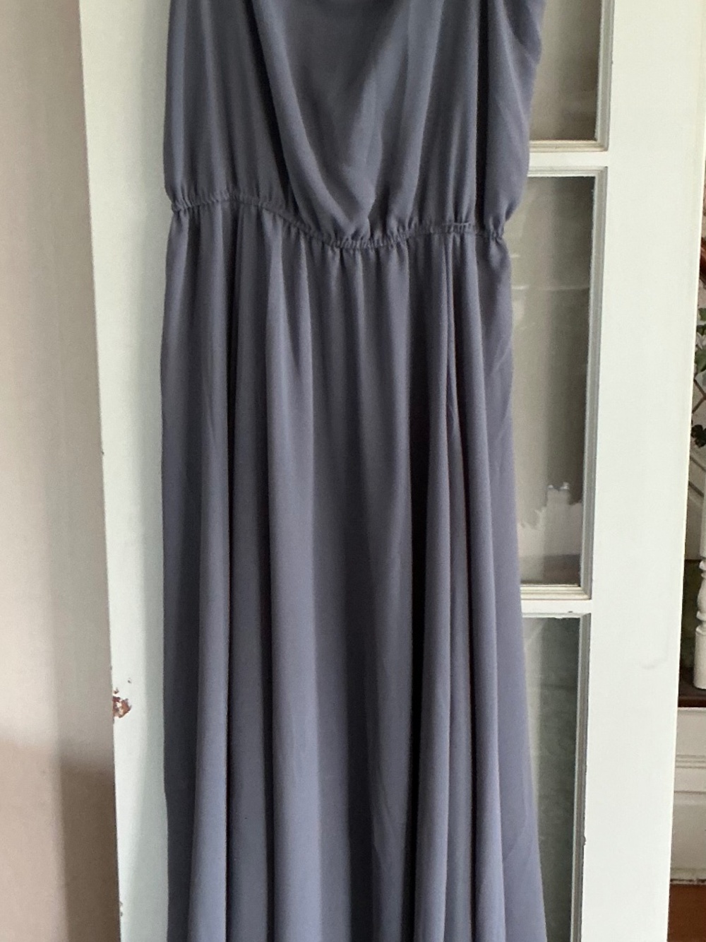 Grey beaded top and crepe slip dress